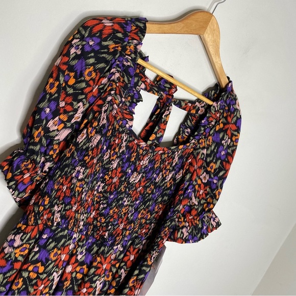 ✨NWT Beach Lunch Lounge Floral Smocked Tie Back Midi Maxi Shirt Dress Size XL - Picture 3 of 12